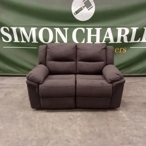 ALBION CHENILLE 2 SEATER HIGH BACK MANUAL RECLINER SOFA - CHARCOAL