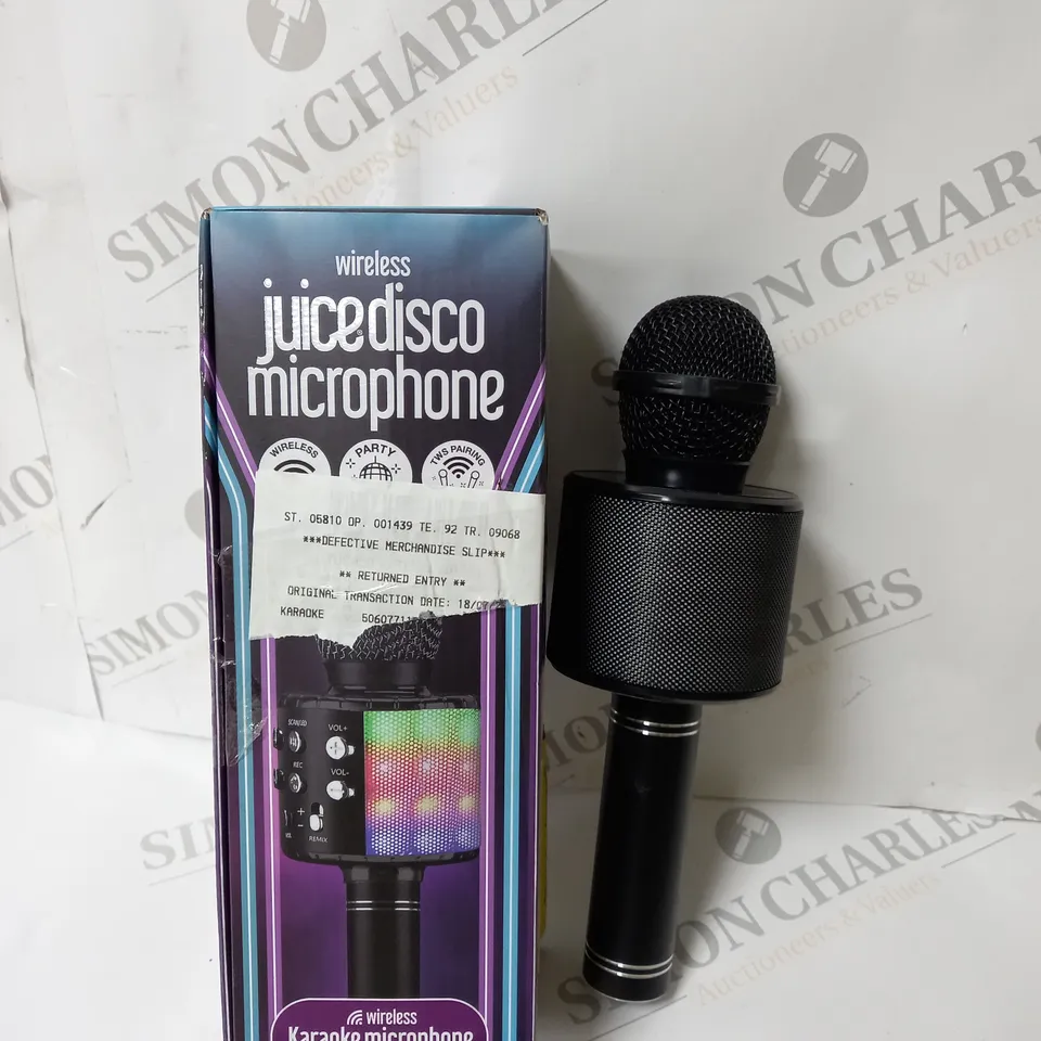 BOXED JUICE DISCO KARAOKE MICROPHONE WITH BUILT IN SPEAKER