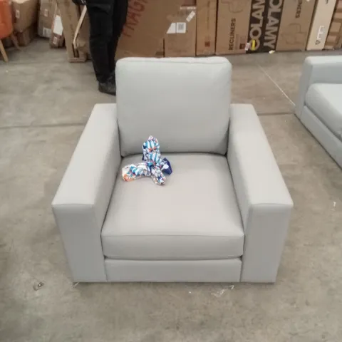 BALTIMORE ARMCHAIR, LIGHT GREY PREMIUM FAUX LEATHER