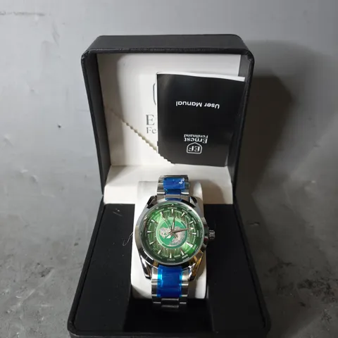 ERNEST FERDINAND WATCH – GLOBAL DIAL – STAINLESS STEEL STRAP – 3ATM WATER RESISTANT - GIFT BOX