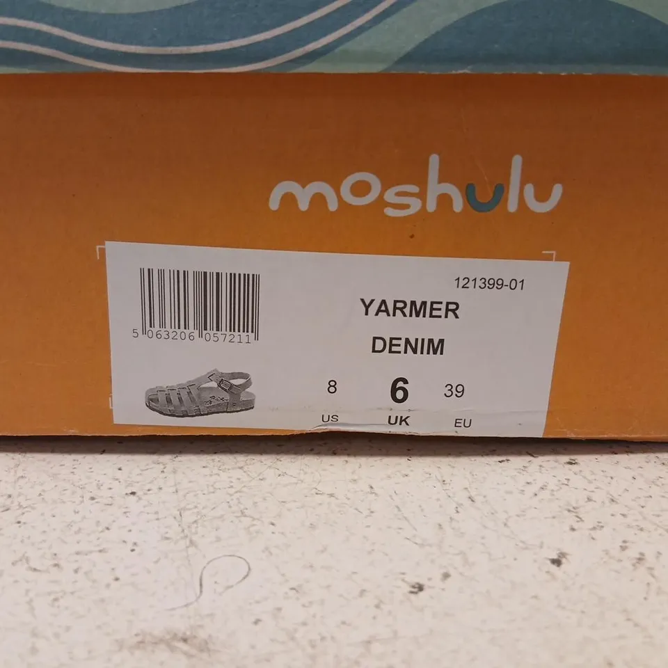 MOSHULU DENIM SANDALS – UK 6 (US 8, EU 39) – BOXED