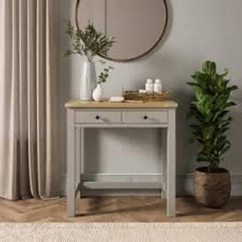 BOXED OLNEY 2 DRAWER COMPACT DRESSING TABLE - STONE (1 BOX)