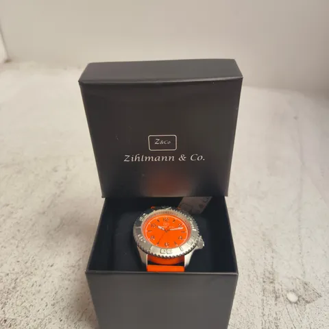 ZIHLMANN & CO. WRISTWATCH – ORANGE DIAL, STAINLESS STEEL CASE