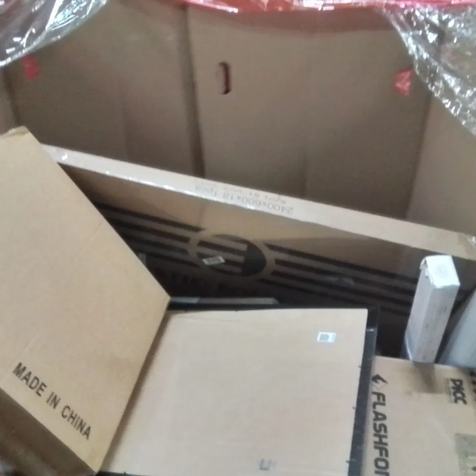 PALLET OF ASSORTED HOUSEHOLD GOODS AND PRODUCTS TO INCLUDE;OLIVE TREE LED LIGHTS,STEAMER,BARSTOOL