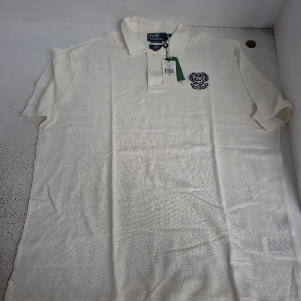 RALPH LAUREN POLO SHIRT – WHITE, MEN'S XL (OFFICIAL WIMBLEDON MERCHANDISE)