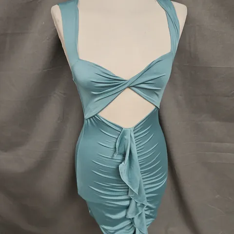 OH POLLY TWIST FRONT CUTOUT MINI DRESS IN SEA GREEN SIZE 12