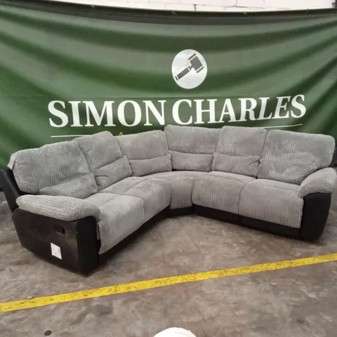 SIENNA FABRIC/FAUX LEATHER HIGH BACK RECLINER CORNER GROUP SOFA