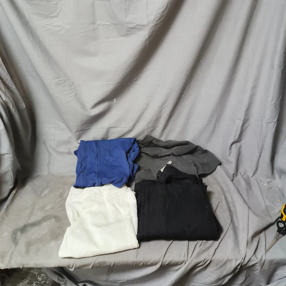 BOX OF APPROXIMATELY 30 ASSORTED CLOTHING ITEMS OF VARIOUS SIZES AND STYLES, FEATURING BRANDS INCLUDING FRANK USHER, KIM AND CO, WYNNE LAYERS ETC                                                       