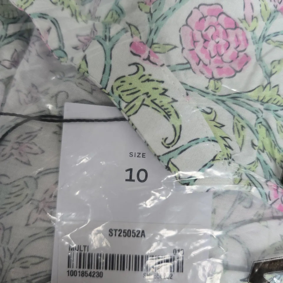 BAGGED KHAADI FLORAL PRINT EMBROIDERED | ELEVATED CAMBRIC KURTA – WOMEN'S, SIZE 10, MULTI