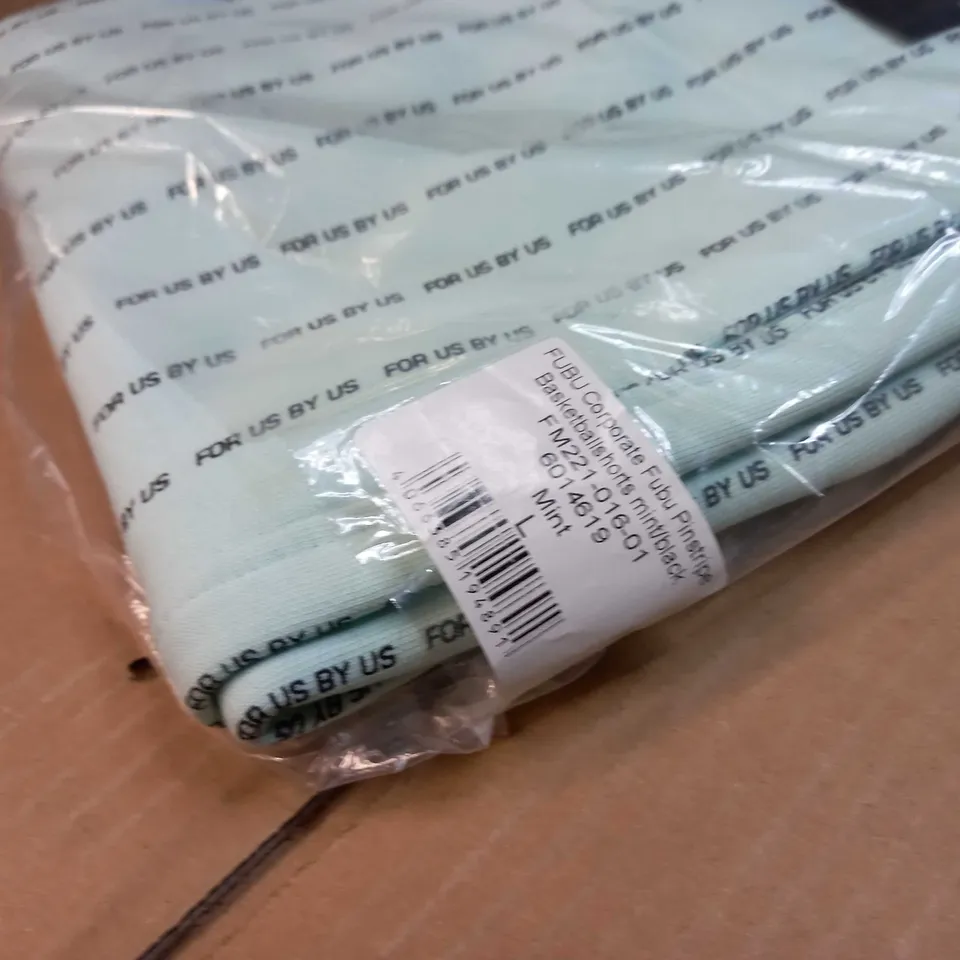 PACKAGED FUBU MINT PINSTRIPE BASKETBALL SHORTS - LARGE