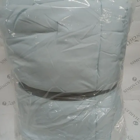 SUPERSOFT BY COZEE HOME TEXTURED STRIPE BEDSPREAD WITH CONTRAST BORDER - SOFT BLUE // SIZE: 250 X 260CM