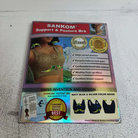BOXED SANKOM SUPPORT & POSTURE BRA IN NAVY BLUE & SILVER (L-XL)