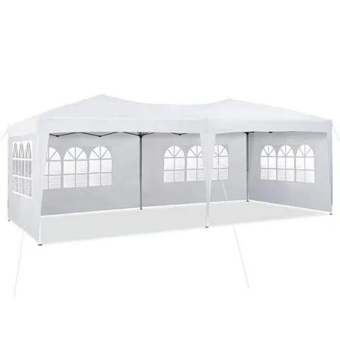 CLIPOP OUTDOOR PARTY CANOPY TENT, 10X20 FT POP-UP GAZEBO TENT WITH 6 SIDEWALLS, CARRY BAG, ANTI-UV & WATERRESISTANT, HEAVY DUTY ADJUSTABLE HEIGHT OUTDOOR CANOPY EVENT SHELTER FOR WEDDING PATIO, WHITE