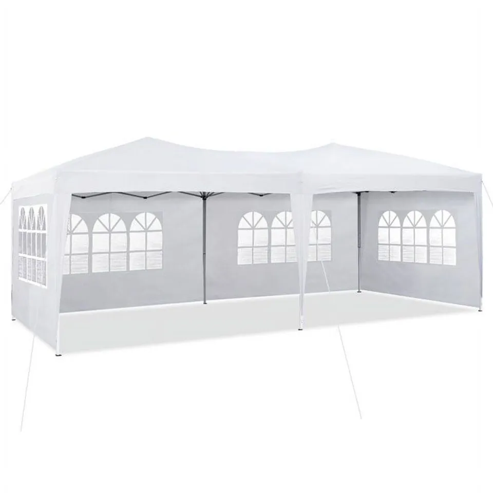 CLIPOP OUTDOOR PARTY CANOPY TENT, 10X20 FT POP-UP GAZEBO TENT WITH 6 SIDEWALLS, CARRY BAG, ANTI-UV & WATERRESISTANT, HEAVY DUTY ADJUSTABLE HEIGHT OUTDOOR CANOPY EVENT SHELTER FOR WEDDING PATIO, WHITE