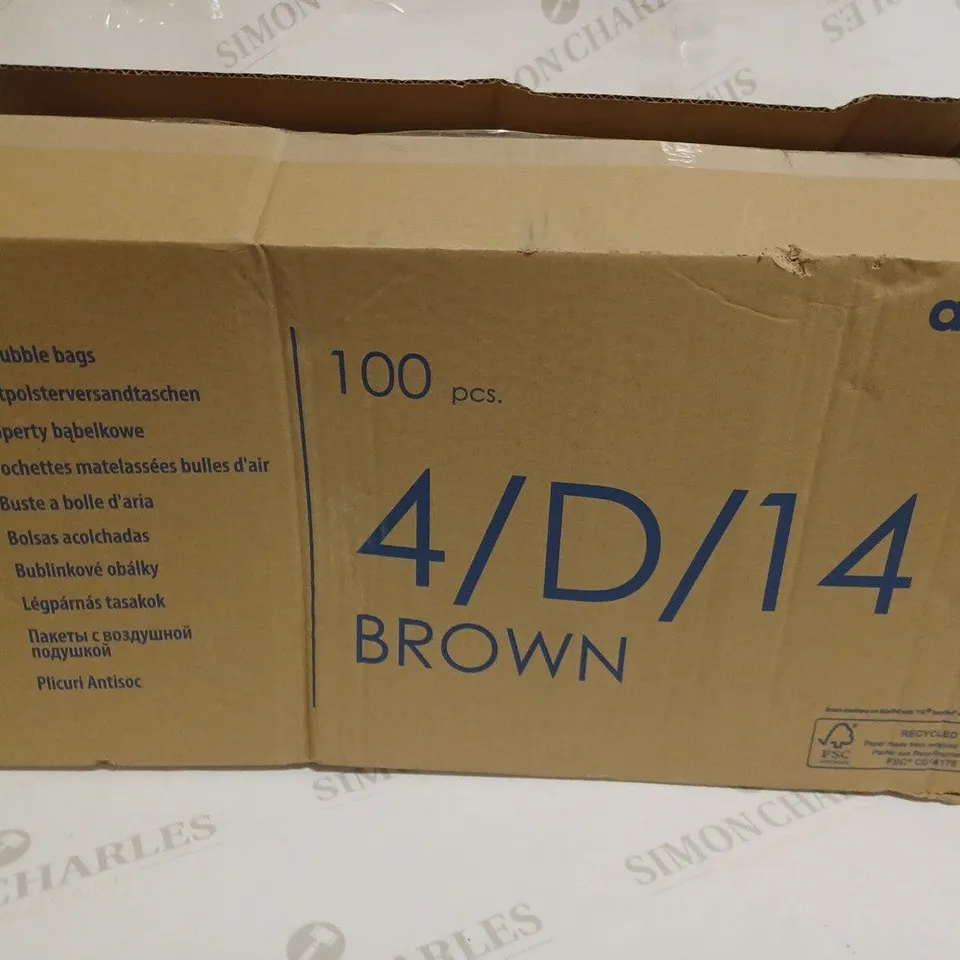 BOX TO CONTAIN APPROX 100 X AIR BUBBLE BAGS BROWN