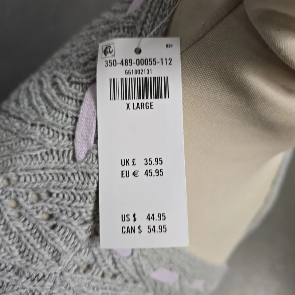 HOLLISTER GREY OPEN FRONT CARDIGAN - XL