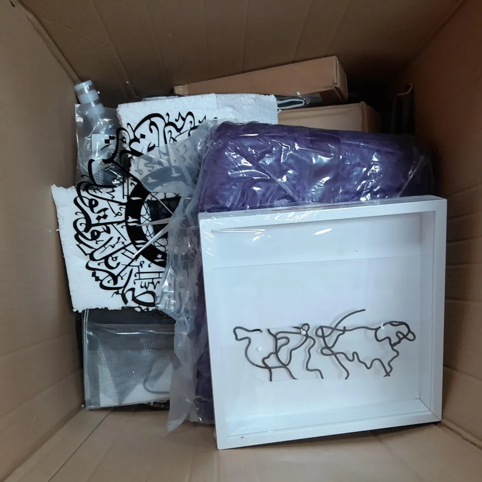 A BOX OF 30 HOUSEHOLD ITEMS TO INCLUDE TILL ROLLS, ANKLE HEAT STRAP, WALLPAPER ROLL, DOG LITTER BAGS ETC.