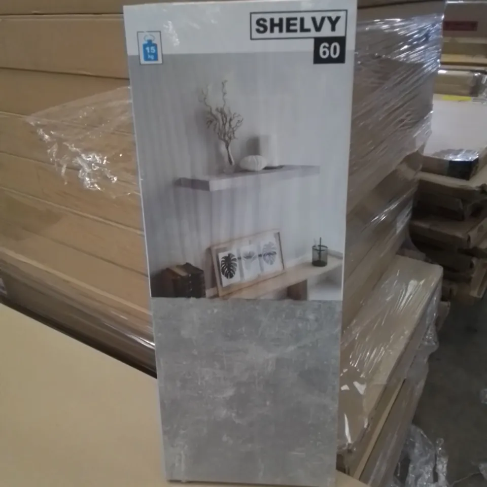 BRAND NEW AND BOXED SHELVY-60 SET OF 5 WALL SHELFS - COLOUR: STRUCTURED CONCRETE (1 BOX)
