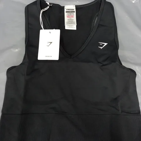 GYMSHARK EVERYDAY SEAMLESS CROP TANK IN BLACK - LARGE