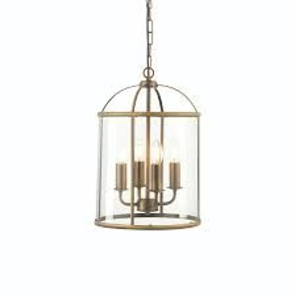 BOXED ENDON LAMBETH 4 LIGHT PENDANT ANTIQUE BRASS