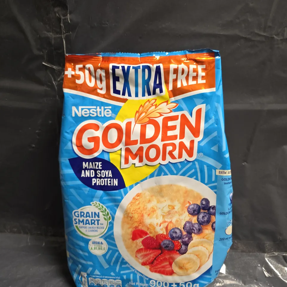 APPROX 2 BAGS OF NESTLÉ GOLDEN MORN MAIZE & SOYA PROTEIN BREAKFAST CEREAL 900G + 50G EXTRA FREE