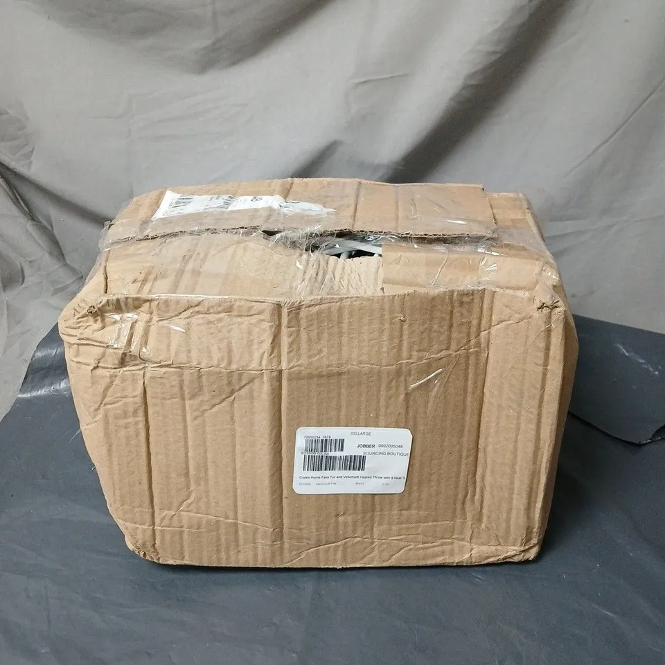 COZEE HOME FAUX FUR AND VELVETSOFT HEATED THROW WITH 9 HEAT SETTINGS CHARCOAL