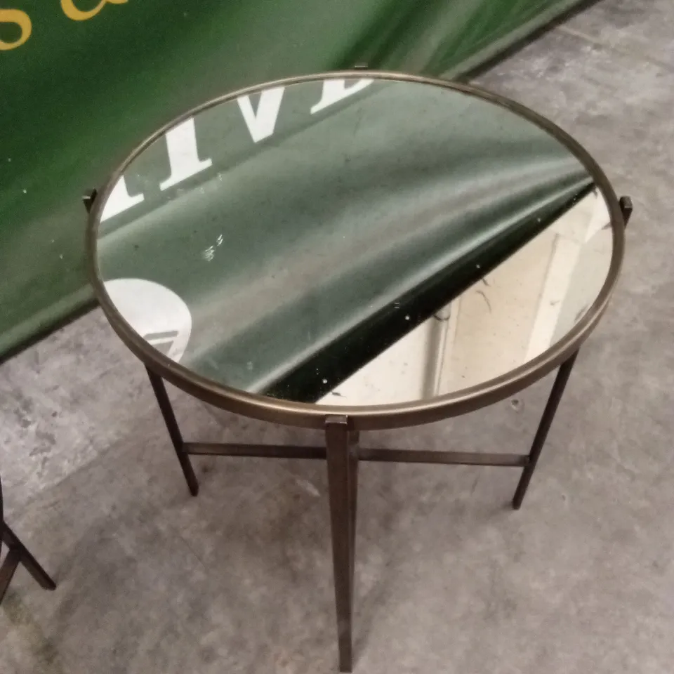 2 x QUALITY DESIGNER BRASS GLASS ROUND TABLES