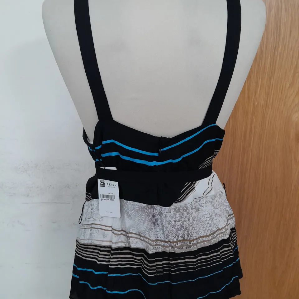 REISS FAITH JEWEL PRINT HALTERNECK STYLE TOP IN BLACK SIZE 14 RRP £148