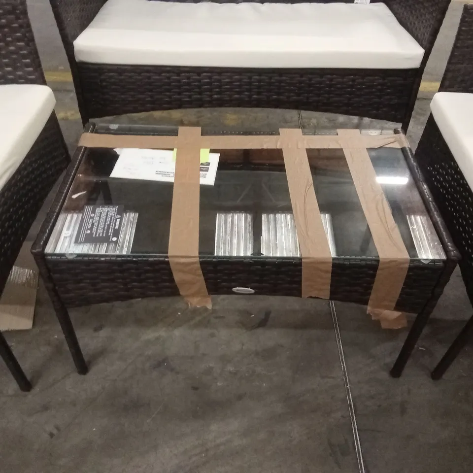 OUTDOOR ALL WEATHER WICKER 4-PERSON SEATING GROUP WITH CUSHIONS - BROWN