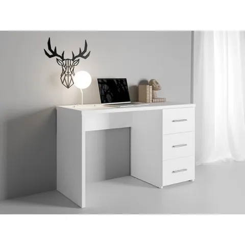 BOXED RALIEK DESK WITH DRAWERS AND THICK TABLETOP 