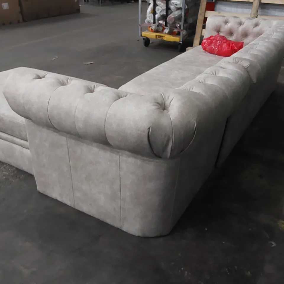 DESIGNER CHESTER CORNER CHAISE SOFA - PEBBLE