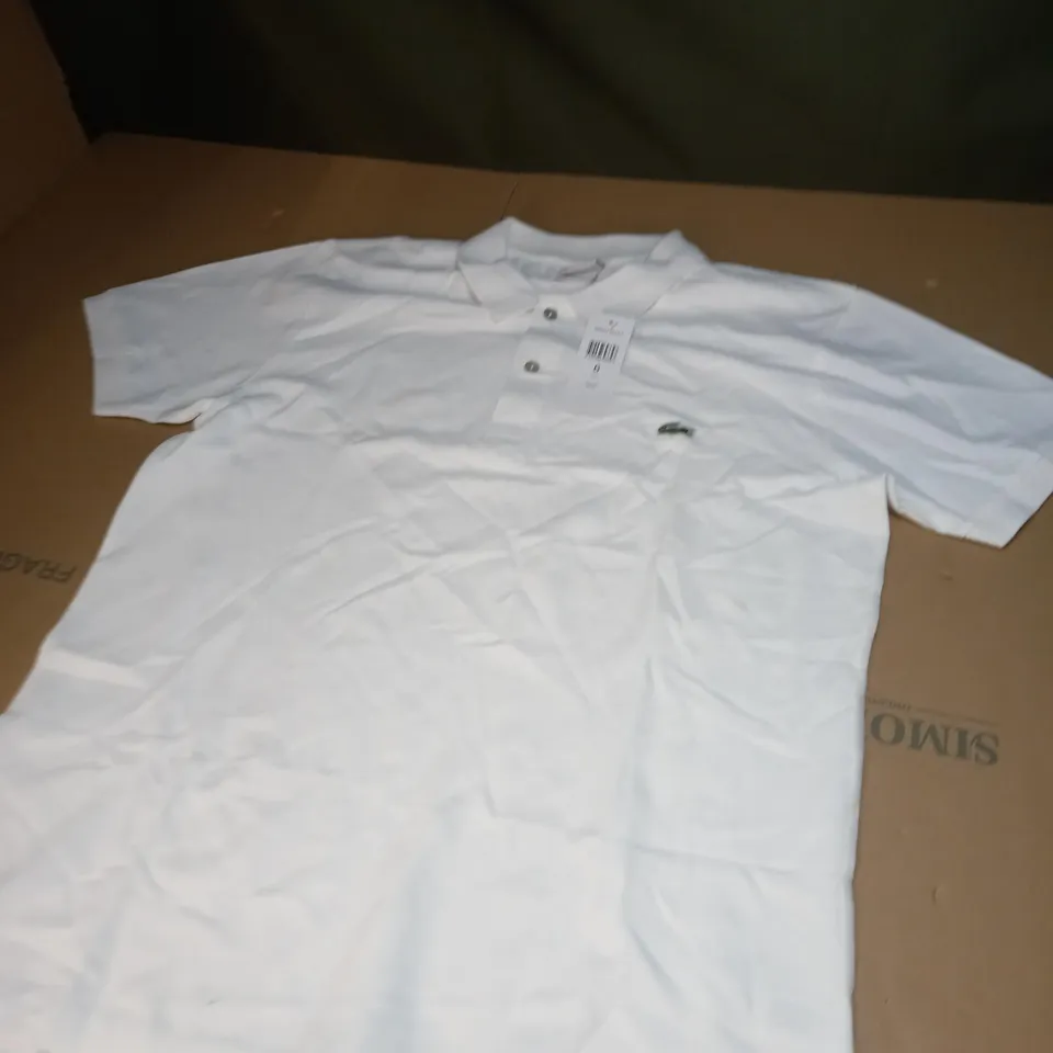 MENS WHITE LACOSTE POLO SHIRT SIZE 6