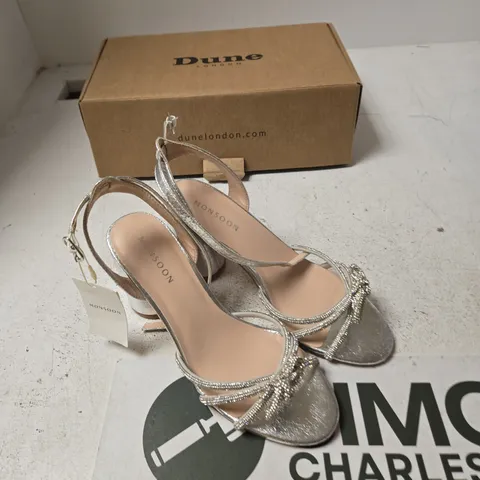 MONSOON SILVER GLITTER STRAPPY SANDALS – UK 5 (EU 38) – WOMEN'S