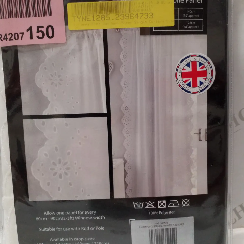 BRAND NEW TYRONE HARMONY 122CM VOILE PANEL - WHITE