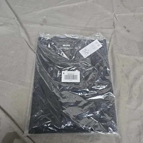 BAGGED HOLLISTER HEAVYWEIGHT BOXY CROP FIT T-SHIRT – BLACK, SIZE L, 100% COTTON