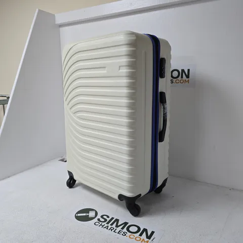 SET OF 3 INTER LOCKING HARD SHELL SUIT CASES - CREAMY WHITE