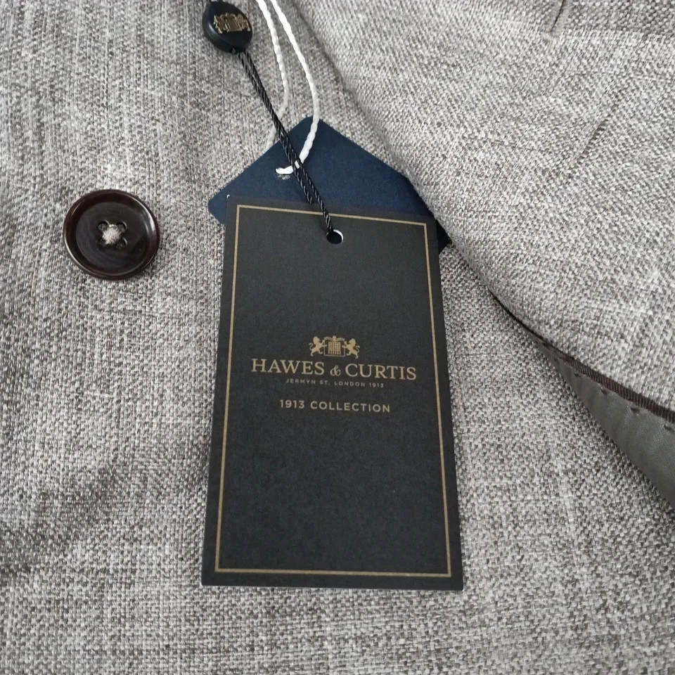 HAWES & CURTIS 1913 COLLECTION LINEN JACKET, UK 42S, LIGHT BROWN MÉLANGE