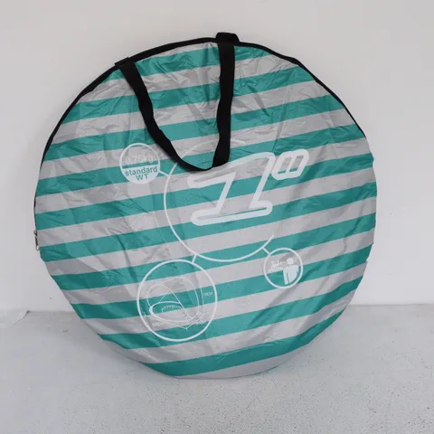 1" STANDARD WEIGHT POP UP TENT IN GREEN/WHITE STRIPE