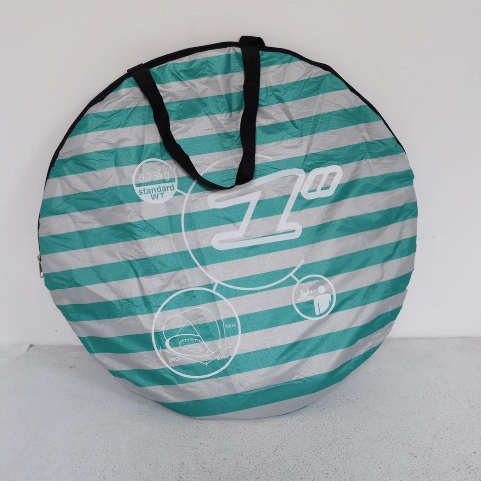 1" STANDARD WEIGHT POP UP TENT IN GREEN/WHITE STRIPE