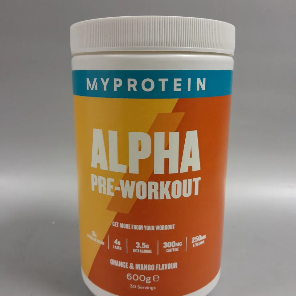 SEALED MYPROTEIN ALPHA PRE-WORKOUT - ORANGE & MANGO FLAVOUR 600G