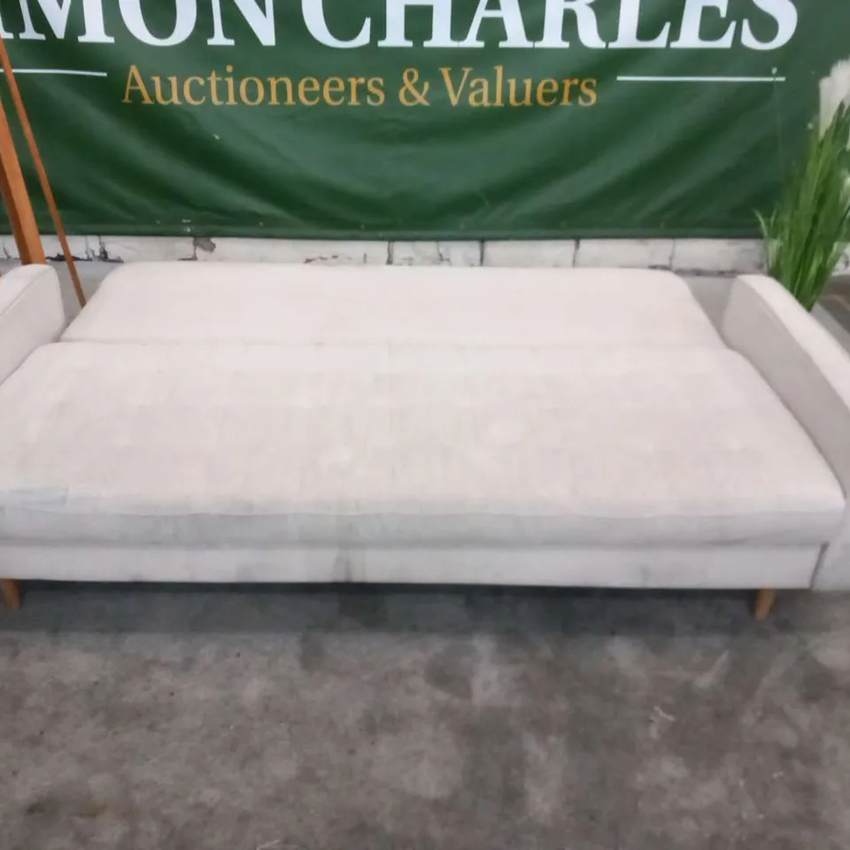 DESIGNER BEIGE FABRIC LARGE SOFABED WITH STORAGE