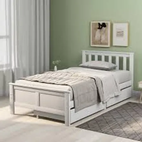 BOXED PEAKS BED FRAME - WHITE, 3FT SINGLE (1 BOX)