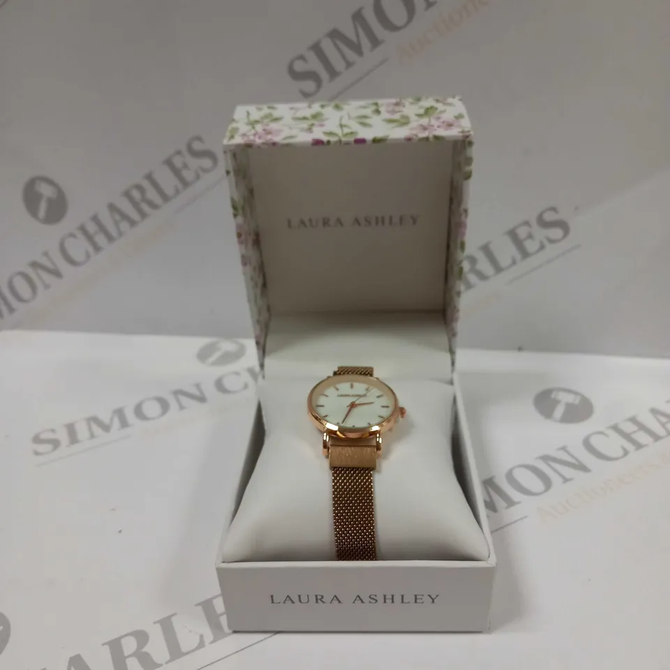 BOXED LAURA ASHLEY ROSE GOLD MAGNET WATCH 