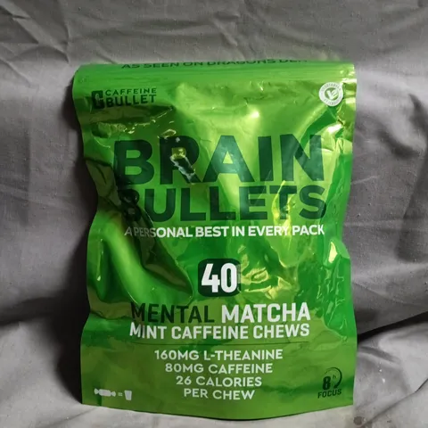 CAFFEINE BULLET BRAIN BULLETS - MENTAL MATCHA MINT CAFFEINE CHEWS (40 CHEWS)