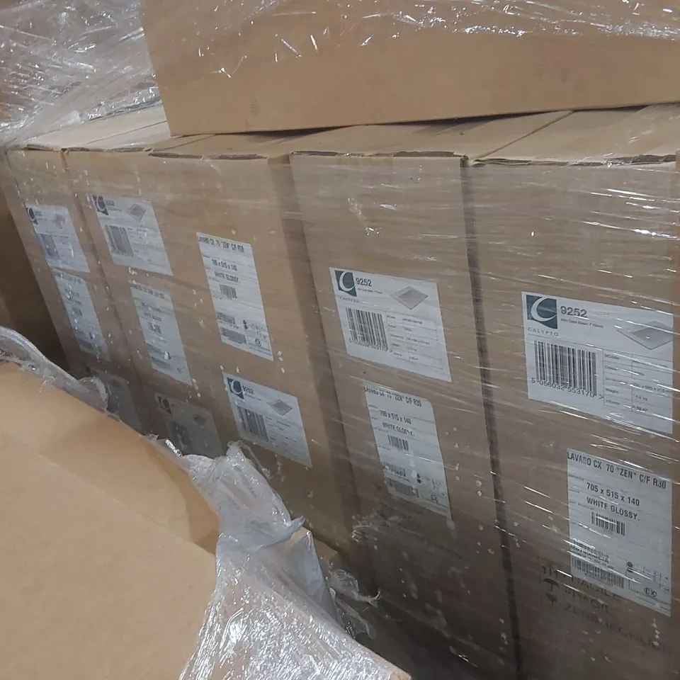PALLET CONTAINING APPROXIMATELY 9x CALYPSO BASINS 1x VELDEAU CAST BASIN, 1x CALYPSO 2 DRAWER CARCASS
