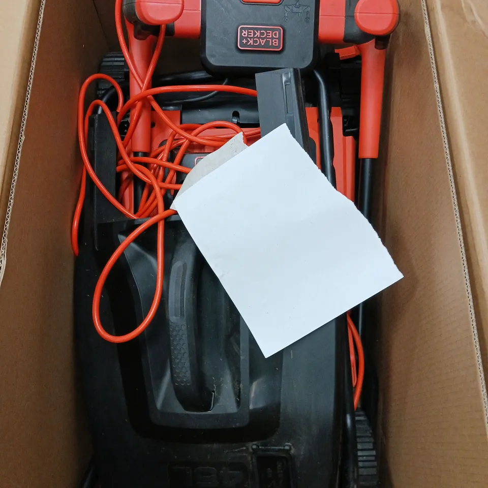 BLACK MAND DECKER LAWNMOWER - BLACK AND ORANGE - COLLECTION ONLY 