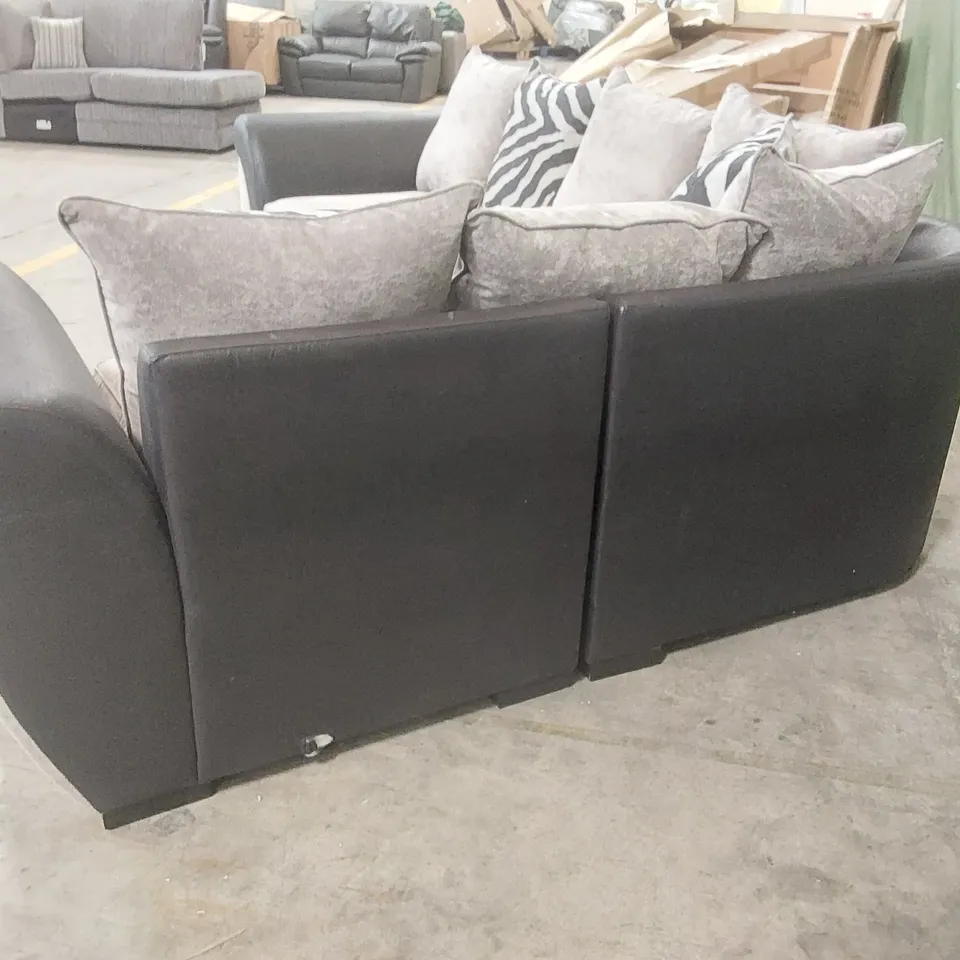 QUALITY DESIGNER HILTON FABRIC AND FAUX LEATHER RIGHT HAND CORNER CHAISE SOFA