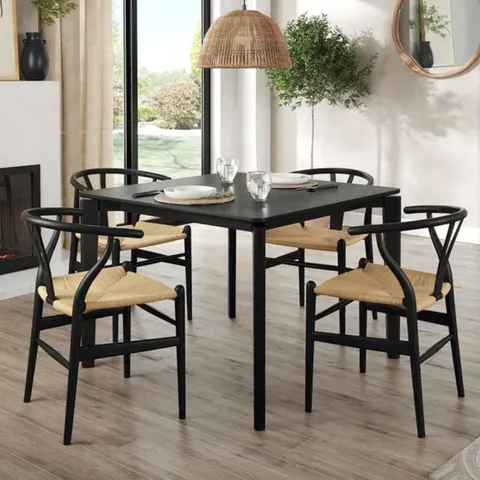 BOXED HUDSON 2-4 SEATER SQUARE EXTENDABLE DINING TABLE, OAK - BLACK (1 BOX)