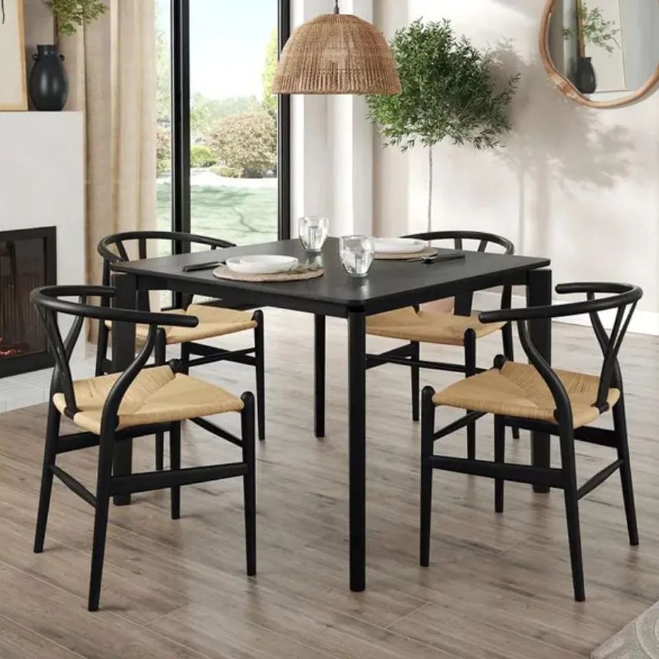 BOXED HUDSON 2-4 SEATER SQUARE EXTENDABLE DINING TABLE, OAK - BLACK (1 BOX)