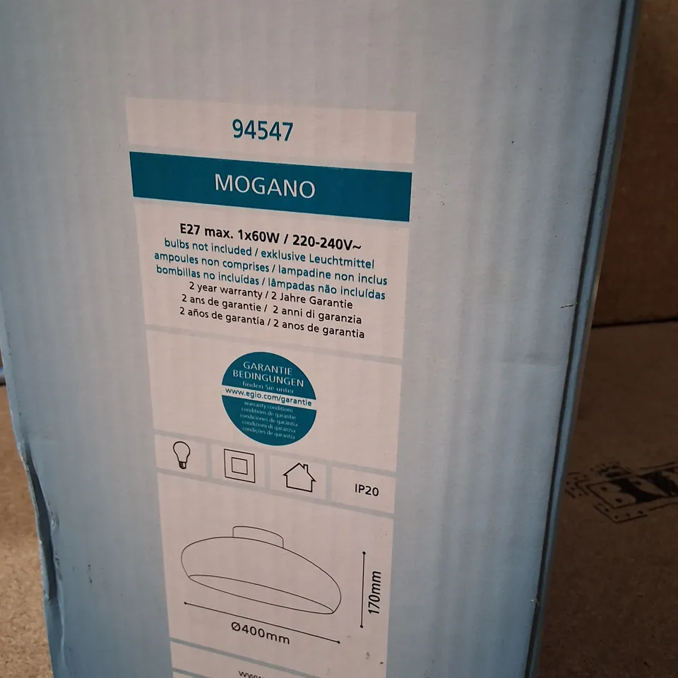 BOXED EGLO MOGANO CEILING LIGHT FITTING – MODEL 94547, E27, Ø400MM, IP20